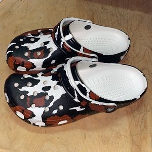 Size 10W Cow Print Crocs